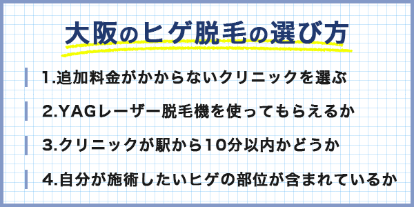 大阪のヒゲ脱毛の選び方